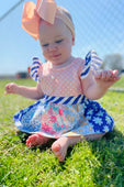 Peach & Blue Mix Pattern Infant Romper
