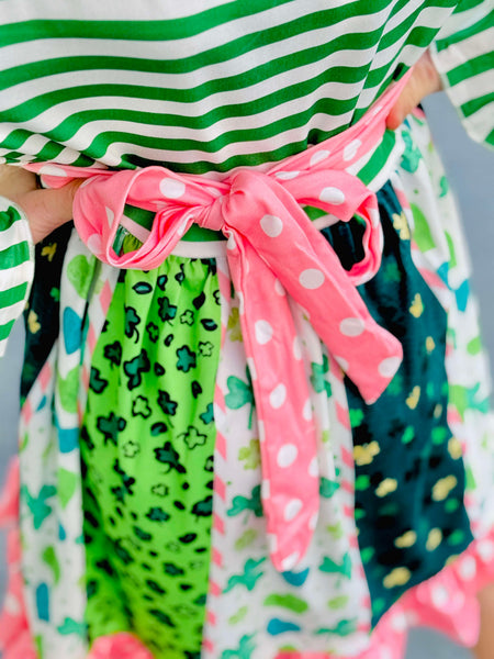 Rainbow St. Patricks Day Mix Pattern Dress Ruffle Girl Rainbow St. Patricks Day Mix Pattern Dress Ruffle Girl