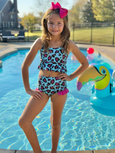 Ruffled Tank Tulle Two Piece Swimsuit - Luella (Leopard) main image 0