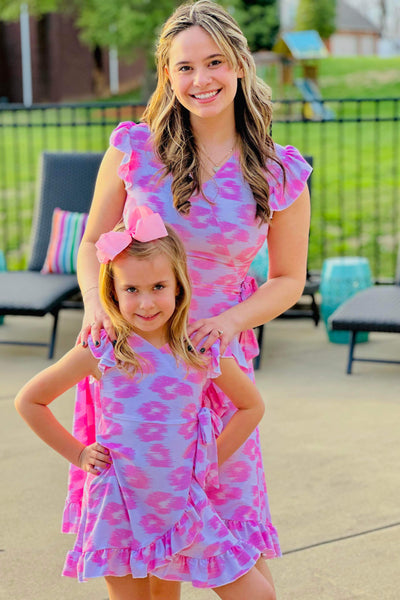 Mom & Me Pink Leopard Wrap Dress