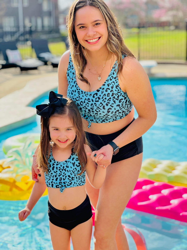 Mom & Me Blue Cheetah Bikini Swimsuit