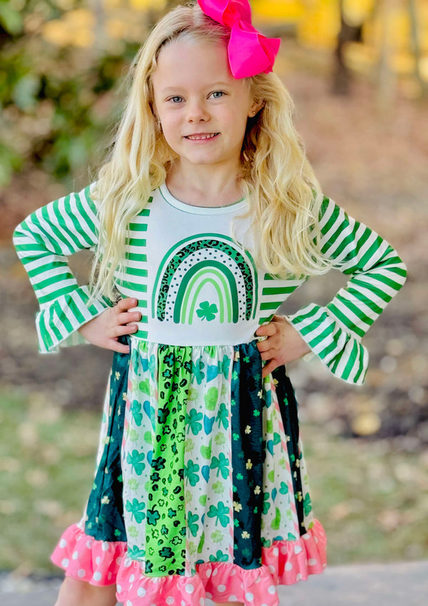 Rainbow St. Patricks Day Mix Pattern Dress - S(Size 3) Rainbow St. Patricks Day Mix Pattern Dress - S(Size 3)