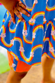 Blue & Orange Daisy Rainbow Chain Tank Shorts Set