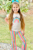 Good Vibes Only Rainbow Striped Pants Set