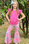 RG™ Pink Perfection Floral Fringe Bell Bottom Pants Set
