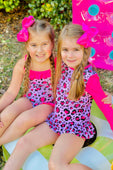 Hot Pink & Blush Pink Leopard Long Sleeve Rashguard 2PC Swimsuit