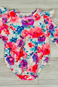 Red & Purple Blooms Ruffle Infant Romper