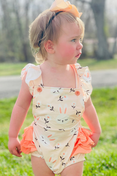 Classic Easter Bunny Ruffled Infant Romper
