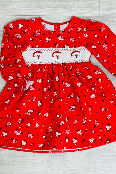 Red Holiday Santa Banded Embroidery Dress