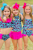 Blue Razz Leopard Ruffle Tankini Swimsuit