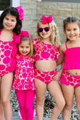 Hot Pink Sunset Polka Dot Cinched Top Tankini Swimsuit