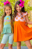 Sunny & Pink Daisy Colorblock Twirl Dress