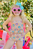 Peach Smiles & Daisy Ruffle Tankini Swimsuit