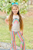 Good Vibes Only Rainbow Striped Pants Set