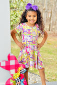 Bright Easter Party Mix Print Twirl Dress