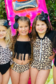 Leopard Fringe Top Bikini Swimsuit