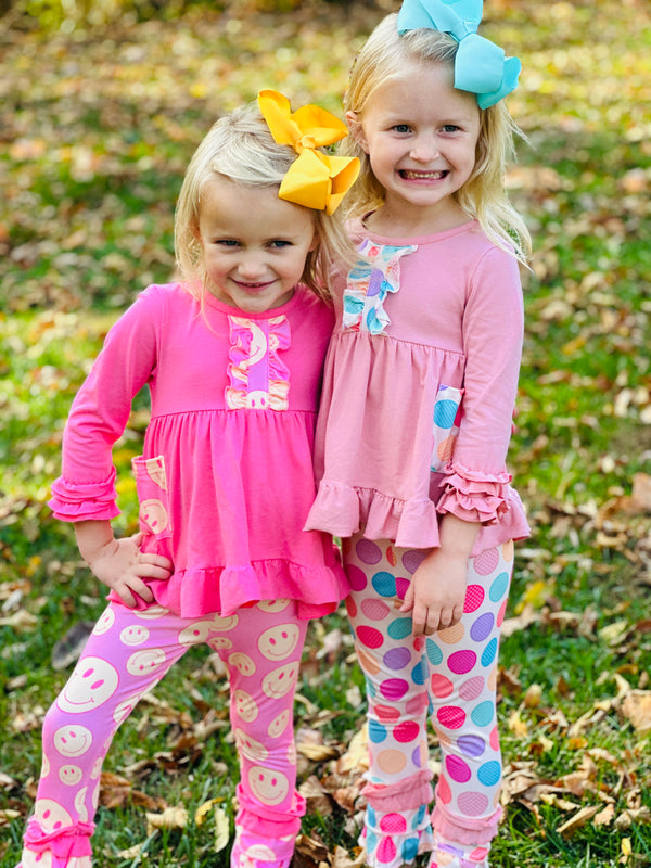 RG™ Pink Polka Dot Pocket Top Ruffle Pants Set – Ruffle Girl