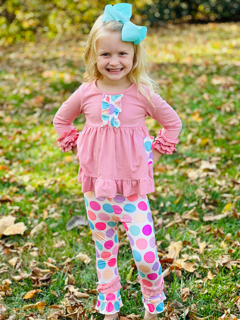 RG™ Pink Polka Dot Pocket Top Ruffle Pants Set – Ruffle Girl