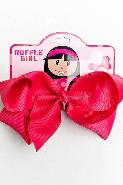 BRIGHT PINK BOW WITH CLIP